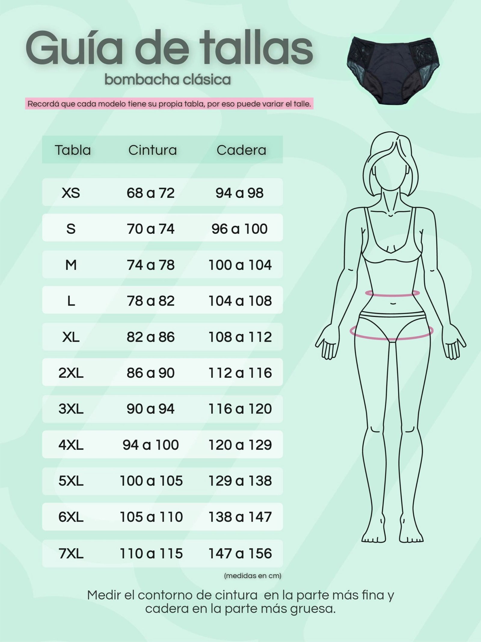 tabla de talles clásica