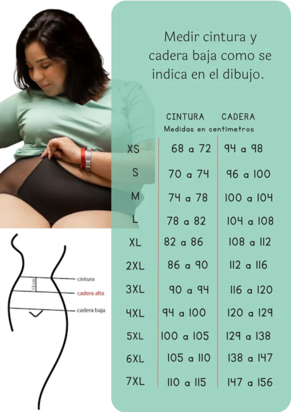 tabla de talles bombacha absorbente clásicas