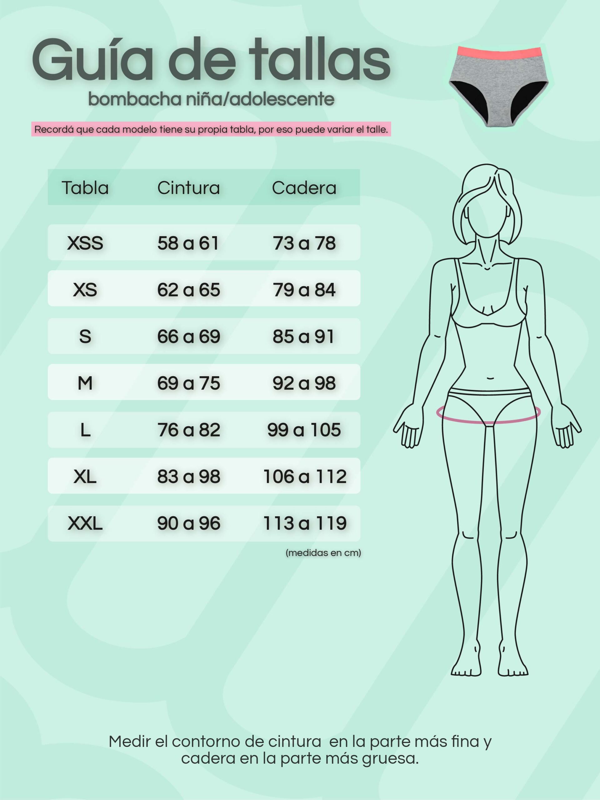 tabla de talles niñas