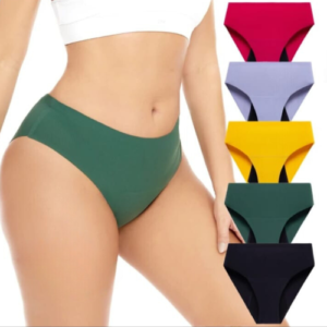 Bombacha menstrual sin costuras, tiro alto, absorción alta, colores mostaza, rojo, verde