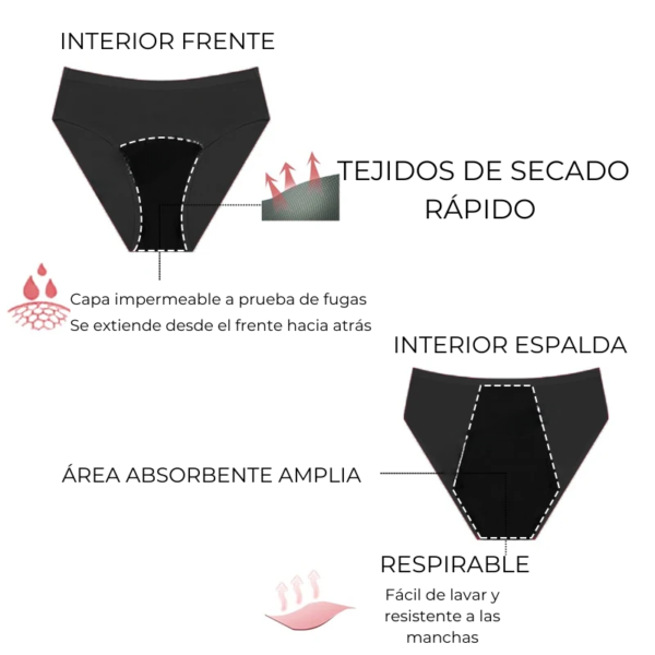 Bikini o Bombacha menstrual sin costuras, tiro medio