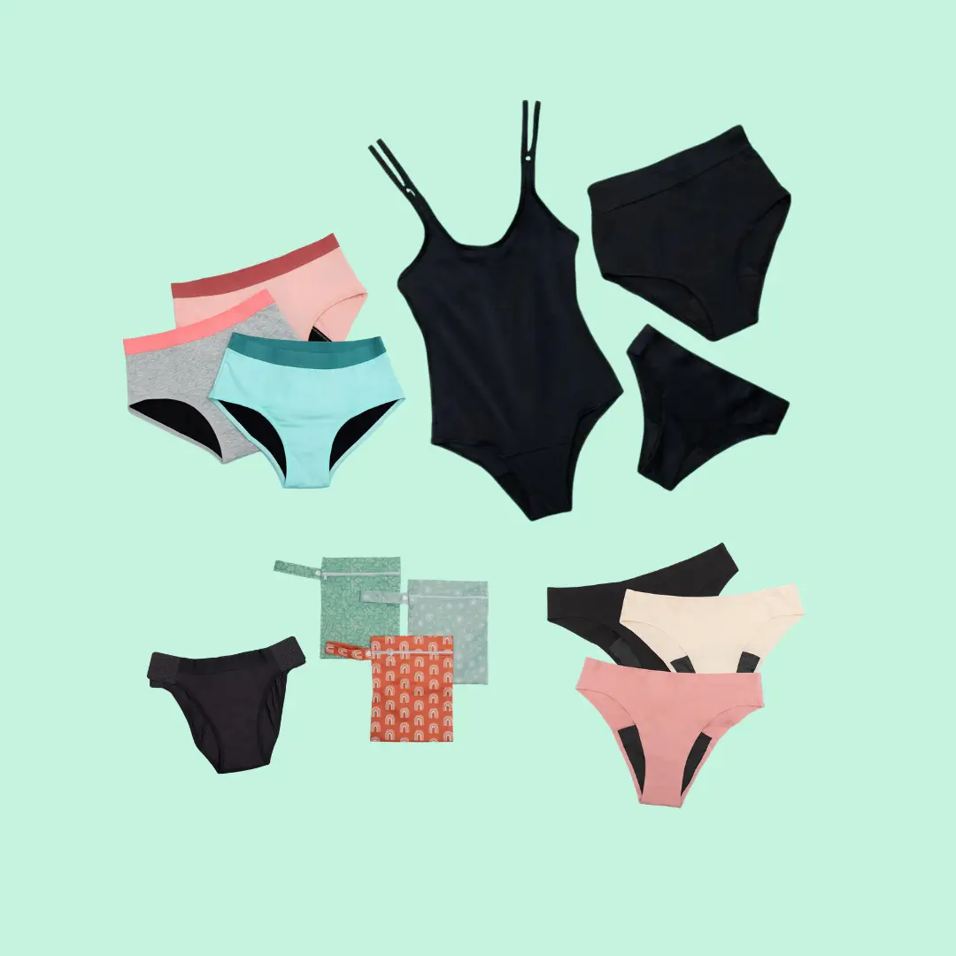 Esenciales de emes para las chicas más chicas. Prendas absorbentes para menstruación.